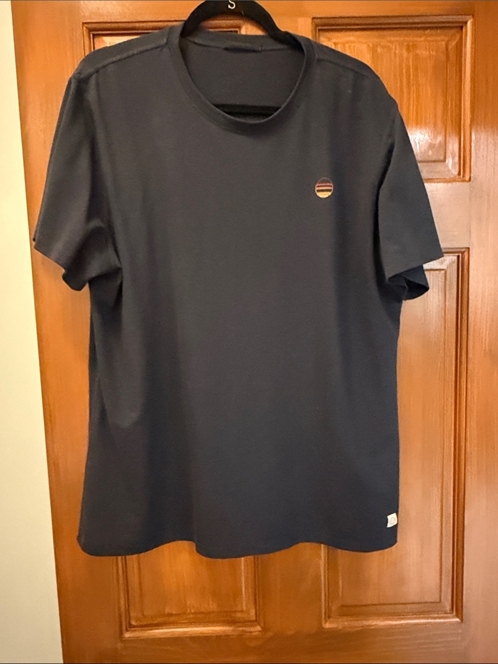 Marine Layer Navy Crewneck Tee with Small Sunset Patch